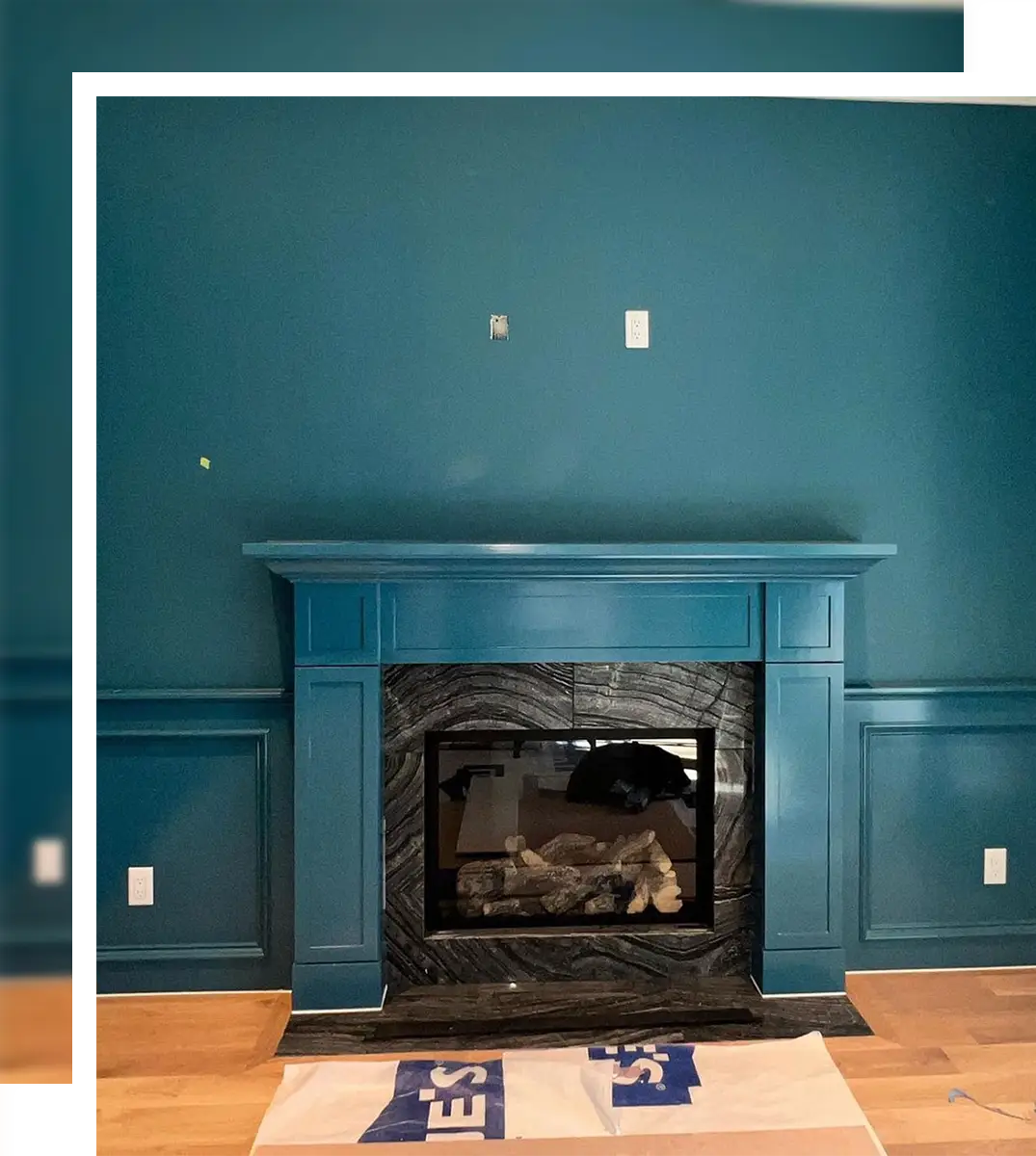 Custom Wooden Wainscoting around a Fireplace